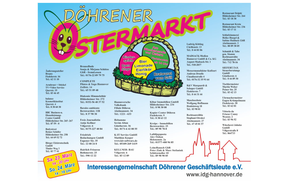 Ostermarkt der IDG auf dem Fiedelerplatz am 23.03. und 24.03.2024